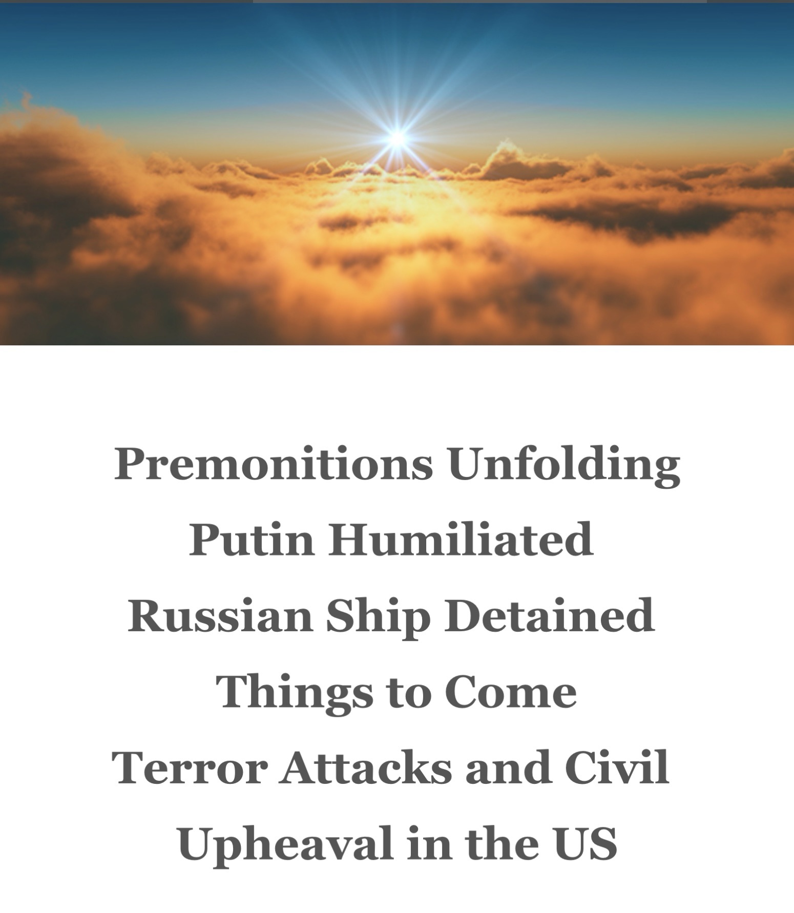 Putin Humiliated, War Ends in Syria, A Virus Rises, World Peace Premonitions Unfolding and Coming