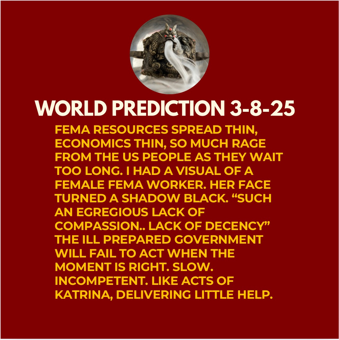 Psychic Predictions Unfolding, FEMA is Set to Fail, Walmart Raises Prices, and American Presidents Sleep Too Much