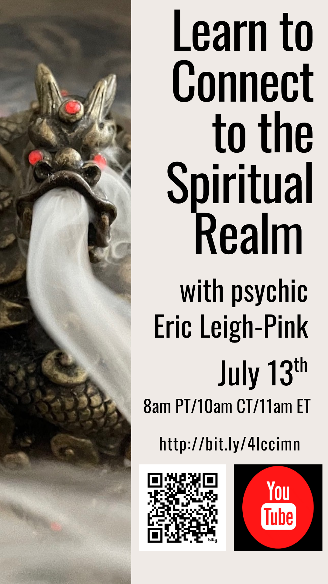 Join Us Tomorrow 10am Central! YouTube Live to Learn How Eric Connects To the Spiritual Realm